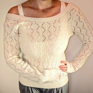 Abercrombie & Fitch Open-Knit Sweater – White Diamond Lace Pattern